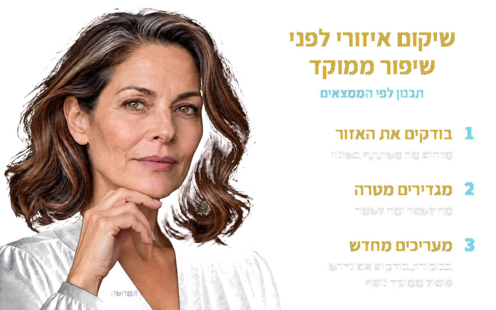 המחשה: אותה אישה בוגרת; שיקום איזורי לפני שיפור ממוקד