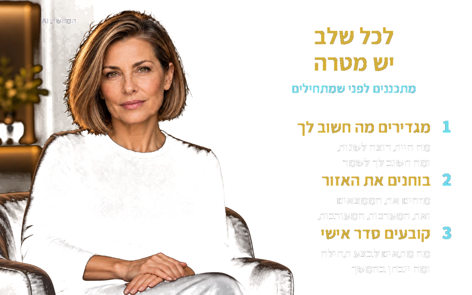המחשת AI: תכנון אישי ומעקב; לכל שלב יש מטרה
