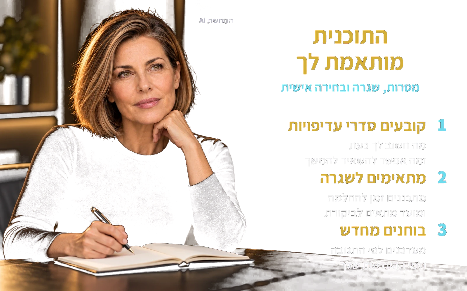 המחשת AI: תכנון אישי ומעקב; התוכנית מותאמת לך